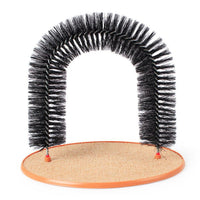 HKM-396627 Arched Cat Grooming and Scratching Station with Built-in Brush for Self-Grooming and Itch Relief