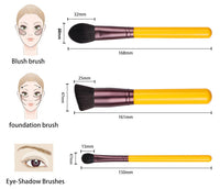 HKM-692755 11-Piece Yellow Duck Makeup Brush Set with Wooden Handles and Soft Bristles