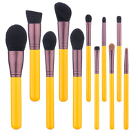 HKM-692755 11-Piece Yellow Duck Makeup Brush Set with Wooden Handles and Soft Bristles