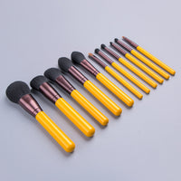 HKM-692755 11-Piece Yellow Duck Makeup Brush Set with Wooden Handles and Soft Bristles