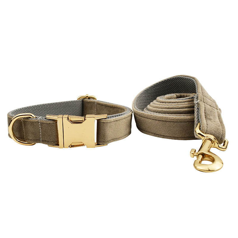 HKM-534163 Velvet Pet Collar with Adjustable Traction Rope and Bow Tie, Available in Multiple Sizes