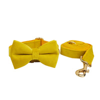 HKM-534163 Velvet Pet Collar with Adjustable Traction Rope and Bow Tie, Available in Multiple Sizes