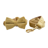 HKM-534163 Velvet Pet Collar with Adjustable Traction Rope and Bow Tie, Available in Multiple Sizes