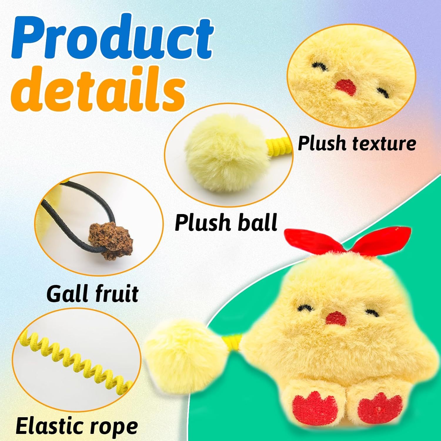 HKM-038355 Interactive Cat Teething Toys with Silvervine Fruit and Fuzzy Ball for Indoor Kittens