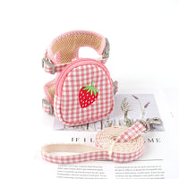 HKM-795155 Plaid Cotton Small Dog Harness for Pet Comfort - Blue, Yellow, Pink, Green Options Available