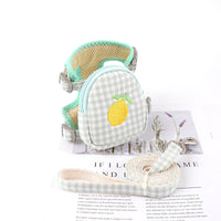HKM-795155 Plaid Cotton Small Dog Harness for Pet Comfort - Blue, Yellow, Pink, Green Options Available