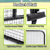 HKM-538771 L-Shaped Baseball Net for Batting Cages with Carry Bag and Wheels, 84’’H x 84’’W with 42’’ x 42’’ Cutouts