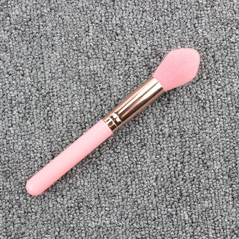 HKM-313043 Silk Nylon Wool Blush Brush with Plastic Handle - 15cm Total Length, 3.6cm Hair Length