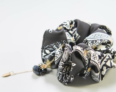 HKM-934995 Batik Print Hair Tie in Black - Stylish National Style Accessory