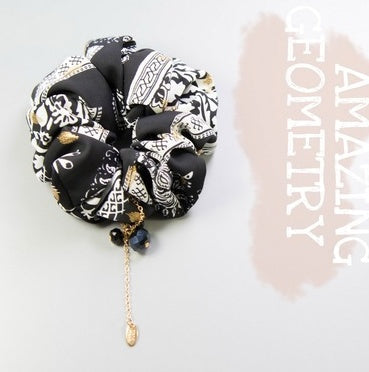 HKM-934995 Batik Print Hair Tie in Black - Stylish National Style Accessory