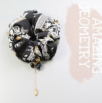 HKM-934995 Batik Print Hair Tie in Black - Stylish National Style Accessory