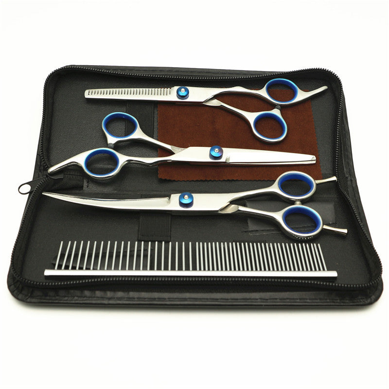 HKM-248339 Professional Pet Grooming Comb and Scissors Set - Stainless Steel Finishing Tools for Dogs and Cats