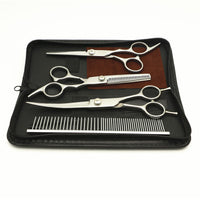 HKM-248339 Professional Pet Grooming Comb and Scissors Set - Stainless Steel Finishing Tools for Dogs and Cats