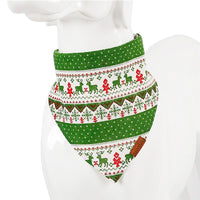 HKM-225619 Stylish Cotton/Polyester Bib for Cats and Dogs in Red and Green Deer Patterns