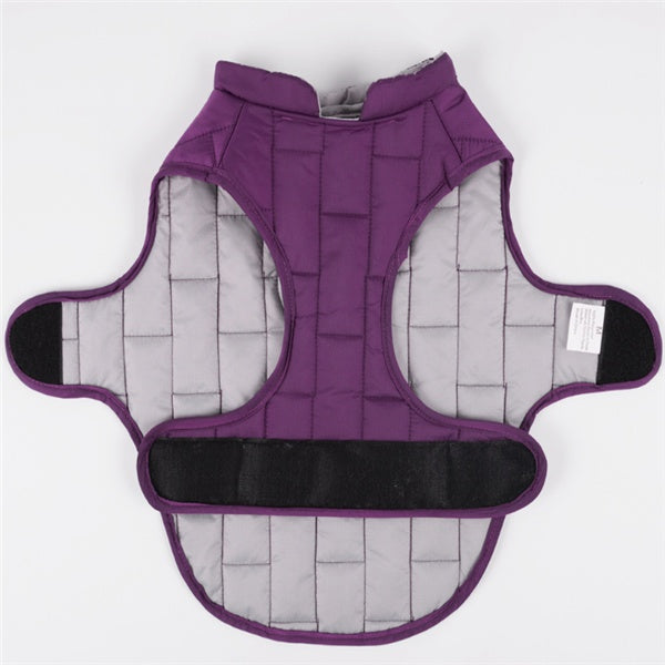 HKM-310739 Two-Tone Plaid Dog Jacket in Red, Blue, and Purple - Sizes S to XXL