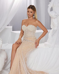 HKM-466003 Elegant Women's Evening Dress in Nude Tone - Model EZ25131