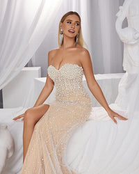 HKM-466003 Elegant Women's Evening Dress in Nude Tone - Model EZ25131