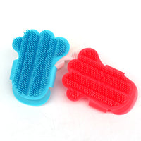 HKM-607635 Foot-Shaped Rubber Pet Bathing and Massage Brush in Red, Blue, and White