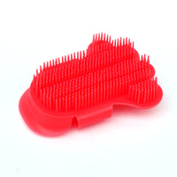 HKM-607635 Foot-Shaped Rubber Pet Bathing and Massage Brush in Red, Blue, and White