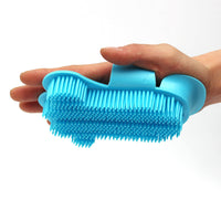 HKM-607635 Foot-Shaped Rubber Pet Bathing and Massage Brush in Red, Blue, and White