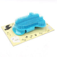 HKM-607635 Foot-Shaped Rubber Pet Bathing and Massage Brush in Red, Blue, and White