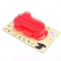 HKM-607635 Foot-Shaped Rubber Pet Bathing and Massage Brush in Red, Blue, and White