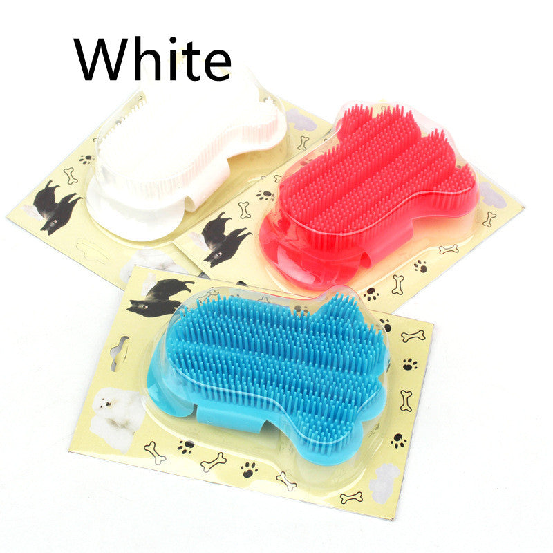 HKM-607635 Foot-Shaped Rubber Pet Bathing and Massage Brush in Red, Blue, and White