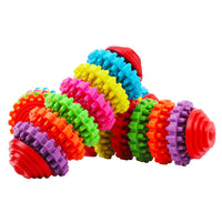HKM-314003 Colorful Rubber Dog Toy Ball with Swivel Gear Design - 7 Rings Molar Ball