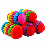 HKM-314003 Colorful Rubber Dog Toy Ball with Swivel Gear Design - 7 Rings Molar Ball