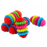 HKM-314003 Colorful Rubber Dog Toy Ball with Swivel Gear Design - 7 Rings Molar Ball