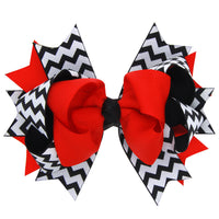 HKM-179027 Children's Wavy Bow Hairpin - Color Matching in Red, Green, Blue, White, Sapphire Blue, Rose Red, 12x9cm