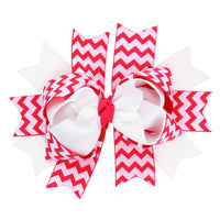 HKM-179027 Children's Wavy Bow Hairpin - Color Matching in Red, Green, Blue, White, Sapphire Blue, Rose Red, 12x9cm
