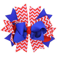 HKM-179027 Children's Wavy Bow Hairpin - Color Matching in Red, Green, Blue, White, Sapphire Blue, Rose Red, 12x9cm