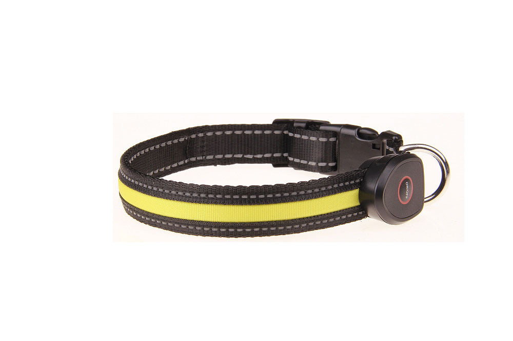HKM-660307 Luminous USB Rechargeable Dog Collar - Adjustable Nylon Pet Accessory in Sizes S, M, L