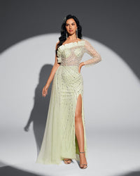 HKM-285203 Elegant Evening Dress in Green for Women – Style EZ25116