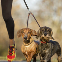 HKM-331795 Cowhide Double Hook Traction Rope for Two Dogs - Durable Leather Design, 70CM Length