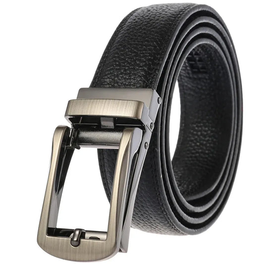 HKM-856083 Men's Leather Belt with Metal Automatic Buckle - Model LY33-2209-5