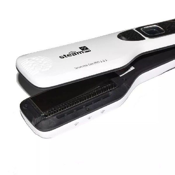 HKM-106579 Steam Hair Brush with Titanium Ceramic Flat Iron and LCD Display, Fast Straightening, 40ML Water Tank