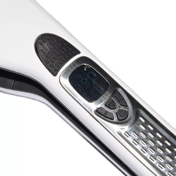 HKM-106579 Steam Hair Brush with Titanium Ceramic Flat Iron and LCD Display, Fast Straightening, 40ML Water Tank