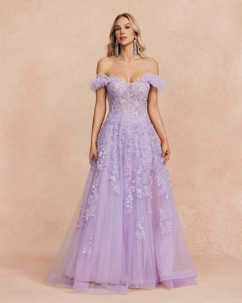 HKM-809491 Elegant Purple Evening Dress for Women - Stylish Formal Wear for Special Occasions