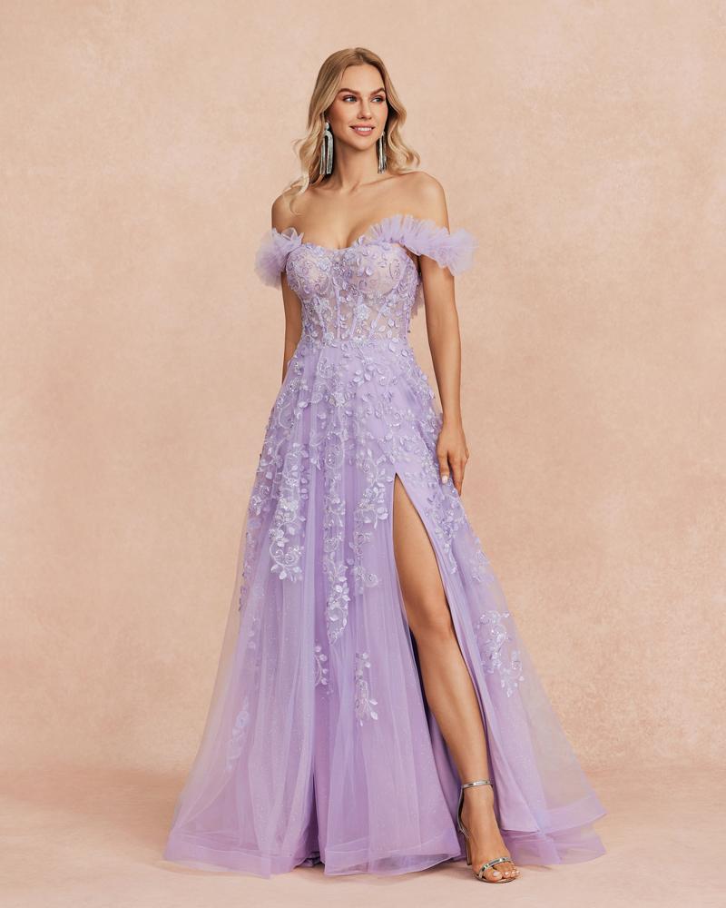 HKM-809491 Elegant Purple Evening Dress for Women - Stylish Formal Wear for Special Occasions