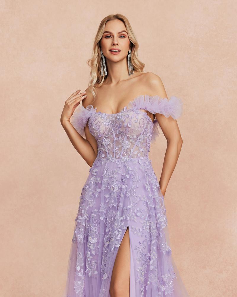 HKM-809491 Elegant Purple Evening Dress for Women - Stylish Formal Wear for Special Occasions