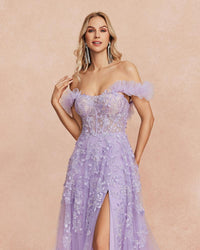 HKM-809491 Elegant Purple Evening Dress for Women - Stylish Formal Wear for Special Occasions