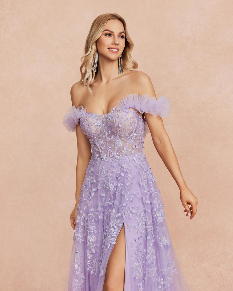 HKM-809491 Elegant Purple Evening Dress for Women - Stylish Formal Wear for Special Occasions
