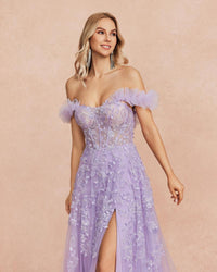 HKM-809491 Elegant Purple Evening Dress for Women - Stylish Formal Wear for Special Occasions