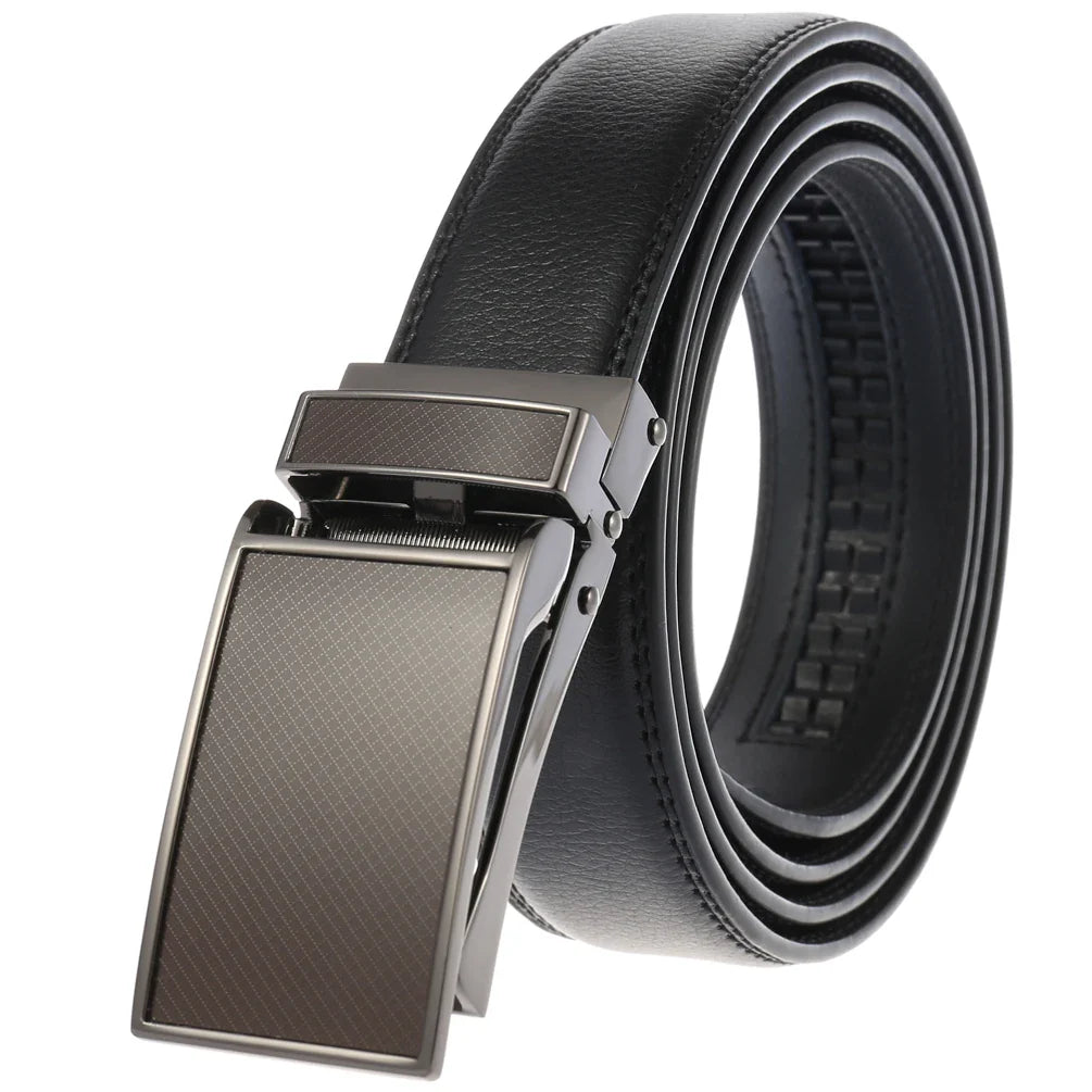 HKM-970195 Men and Women Two-Layer Cowhide Leather Automatic Buckle Belt, Model Ly33-00002-2