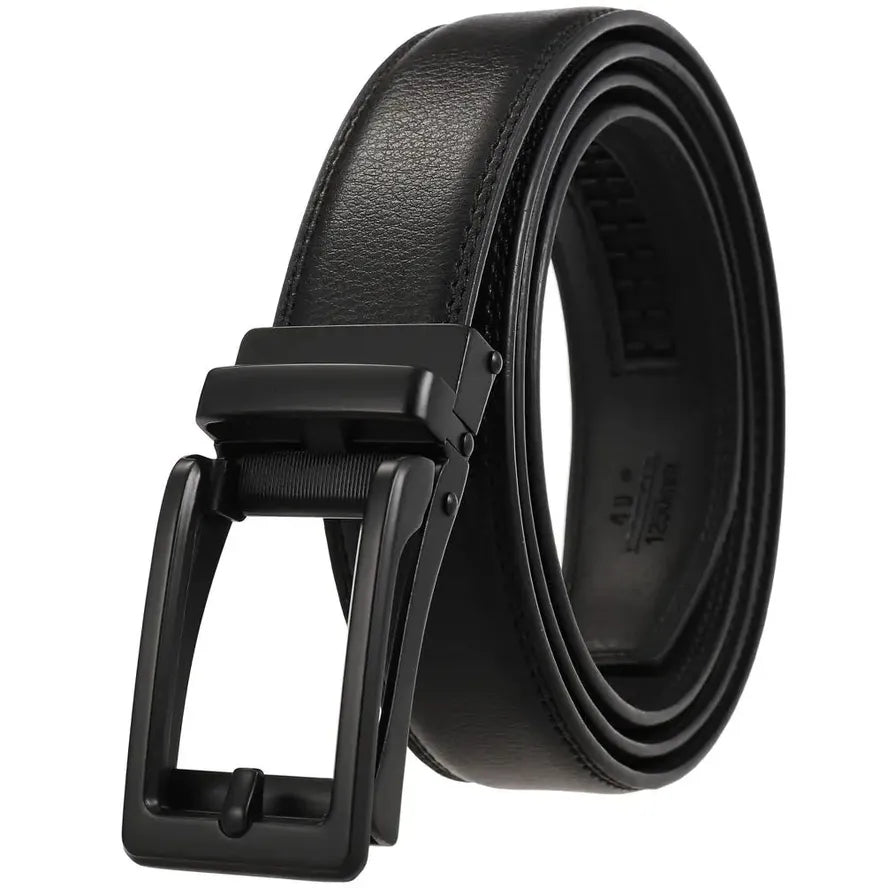 HKM-970195 Men and Women Two-Layer Cowhide Leather Automatic Buckle Belt, Model Ly33-00002-2