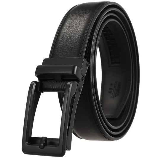 HKM-970195 Men and Women Two-Layer Cowhide Leather Automatic Buckle Belt, Model Ly33-00002-2