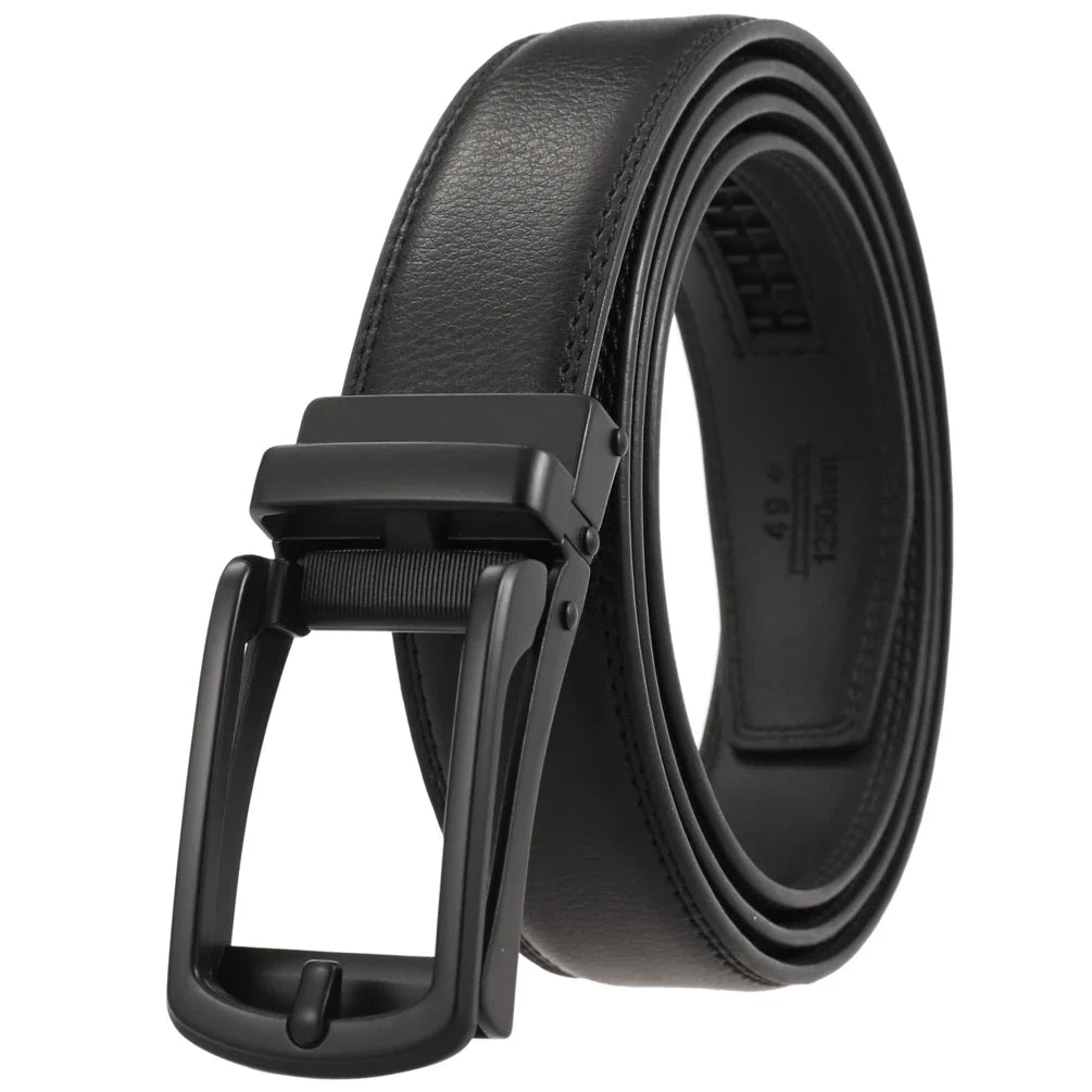 HKM-970195 Men and Women Two-Layer Cowhide Leather Automatic Buckle Belt, Model Ly33-00002-2
