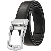 HKM-970195 Men and Women Two-Layer Cowhide Leather Automatic Buckle Belt, Model Ly33-00002-2